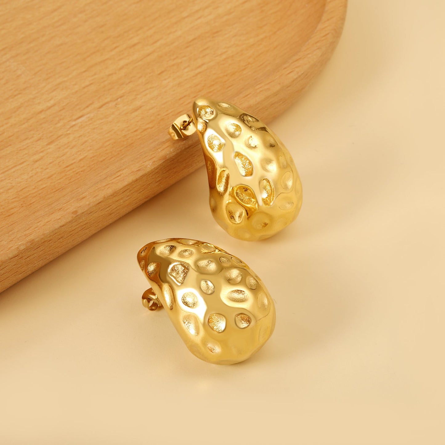 Teardrop Oval Concave Stud Earrings 20*32mm asonjewelry