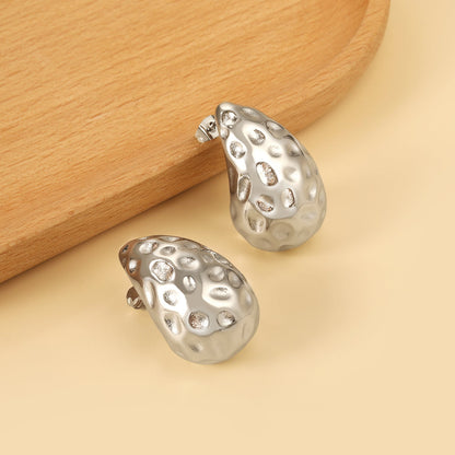 Teardrop Oval Concave Stud Earrings 20*32mm asonjewelry