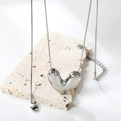 25*22mm heart pendant necklace 40+5cm asonjewelry