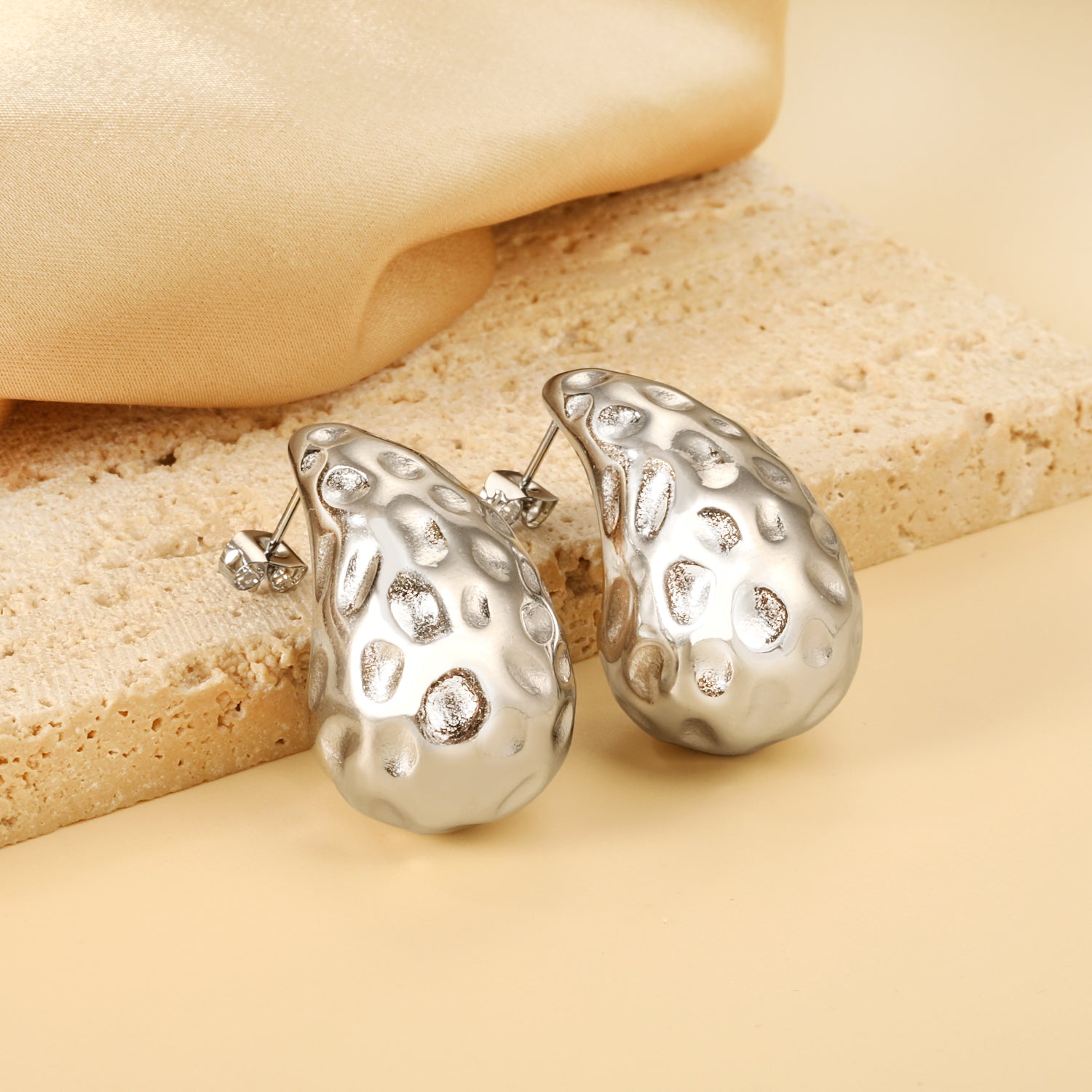 Teardrop Oval Concave Stud Earrings 20*32mm asonjewelry