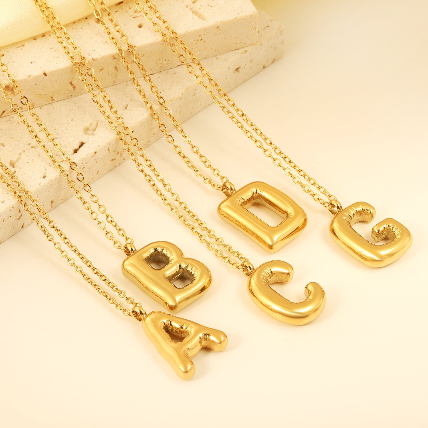 A~Z Bubble Letter Pendant Necklace 45+5cm asonjewelry