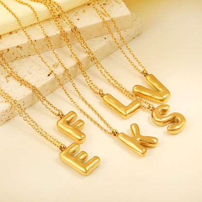 A~Z Bubble Letter Pendant Necklace 45+5cm asonjewelry