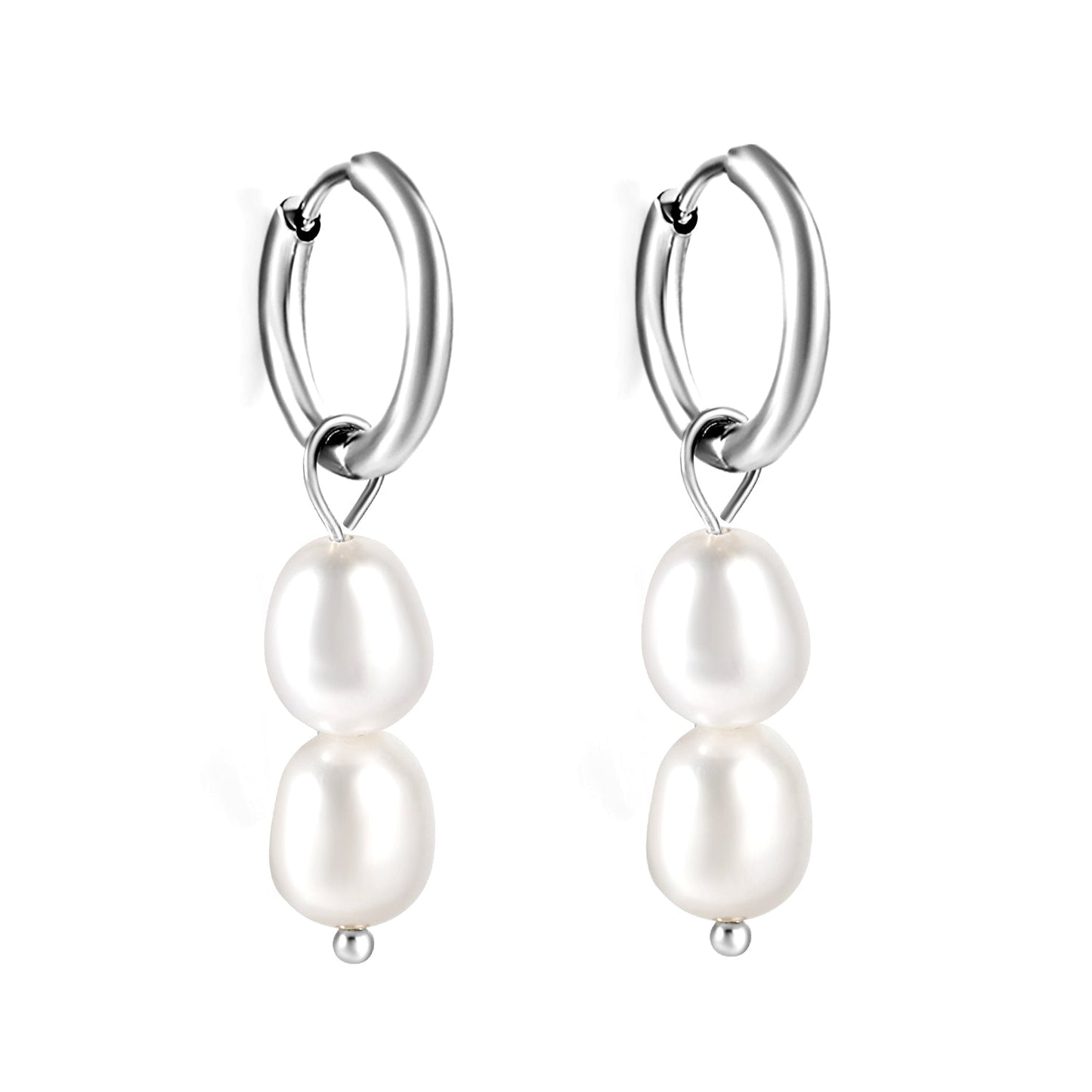 Spring 2024 2x14mm circle with two white pearls 7*8.5mm earrings asonjewelry