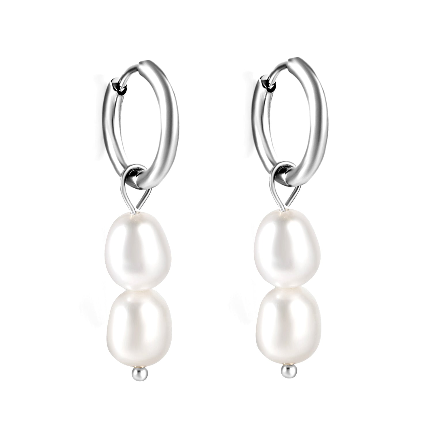 Spring 2024 2x14mm circle with two white pearls 7*8.5mm earrings asonjewelry