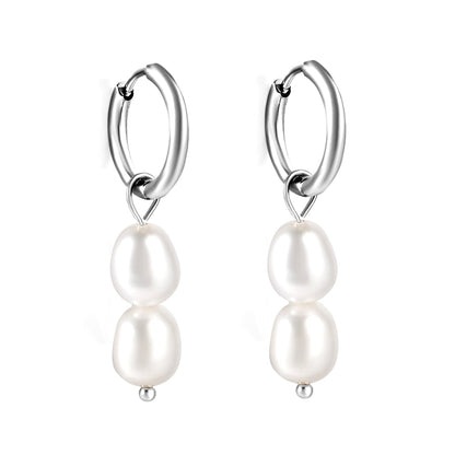 Spring 2024 2x14mm circle with two white pearls 7*8.5mm earrings asonjewelry