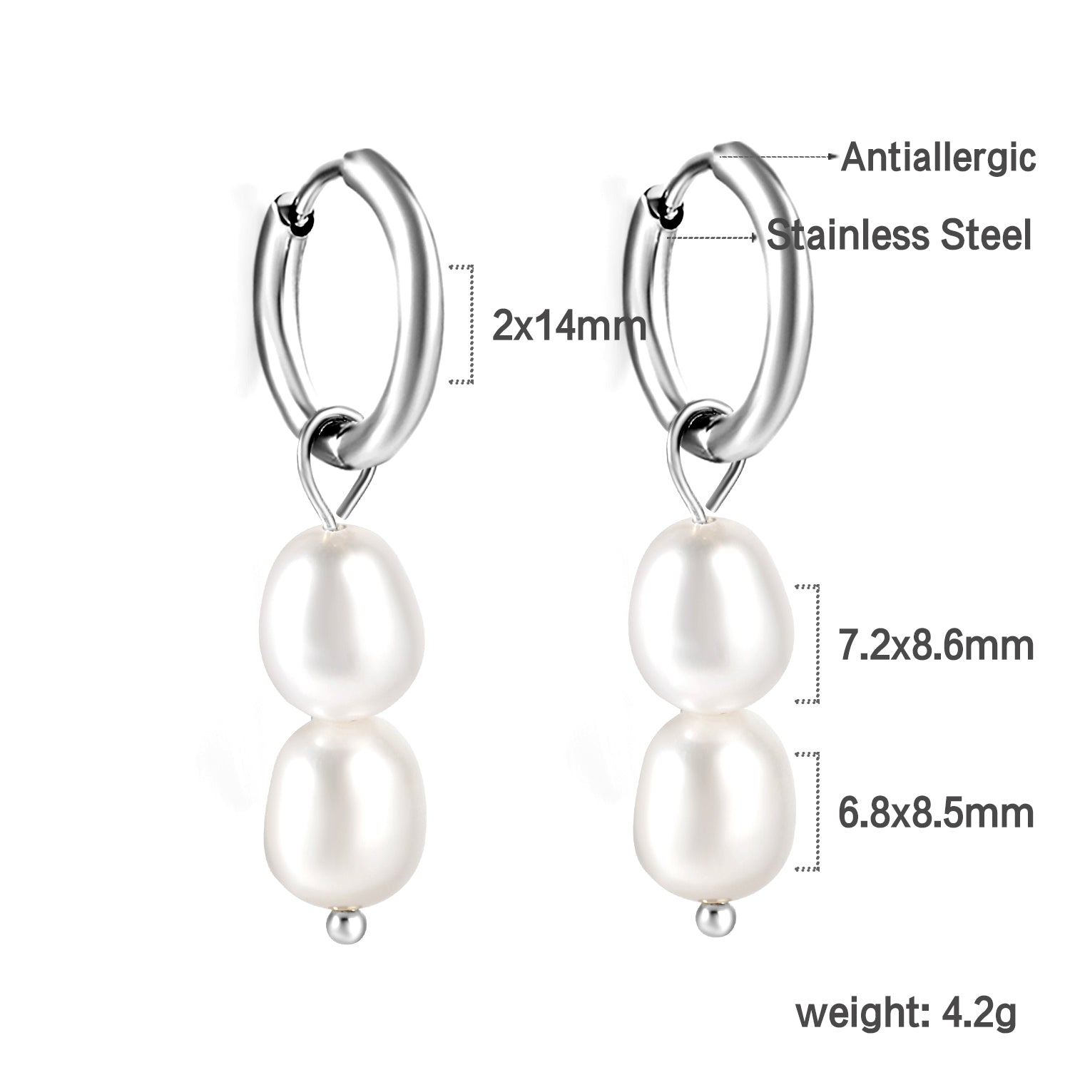 Spring 2024 2x14mm circle with two white pearls 7*8.5mm earrings asonjewelry