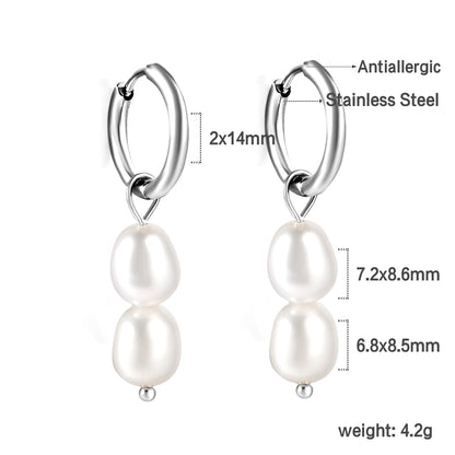 Spring 2024 2x14mm circle with two white pearls 7*8.5mm earrings asonjewelry