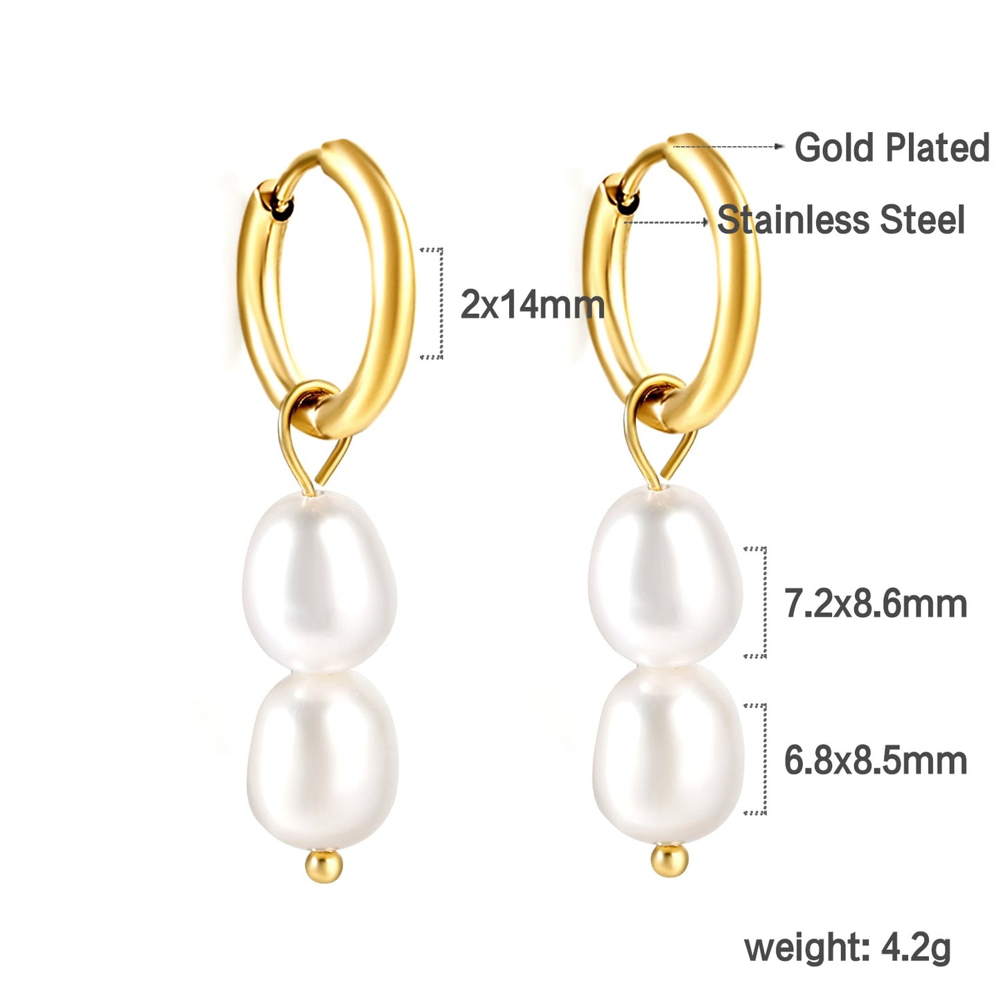 Spring 2024 2x14mm circle with two white pearls 7*8.5mm earrings asonjewelry