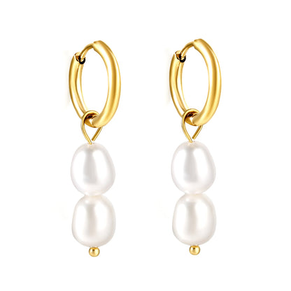 Spring 2024 2x14mm circle with two white pearls 7*8.5mm earrings asonjewelry