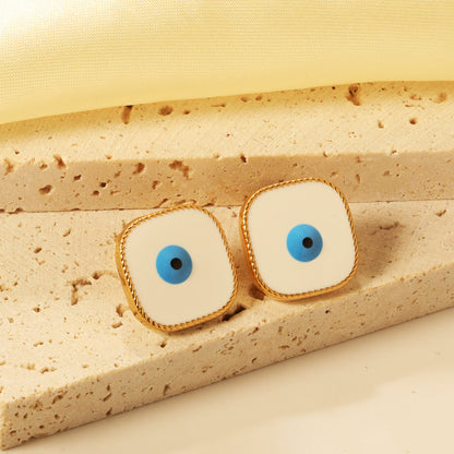 Lace Square with Multi-color Eyelets Multi-color Bottom Oil Drop Earrings 16.5*16.5mm asonjewelry