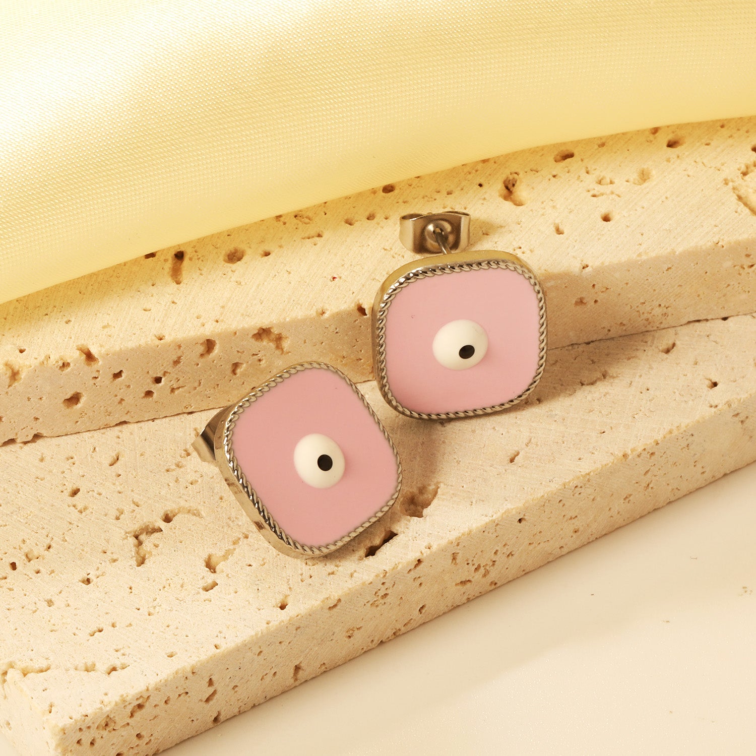 Lace Square with Multi-color Eyelets Multi-color Bottom Oil Drop Earrings 16.5*16.5mm asonjewelry