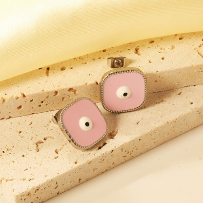 Lace Square with Multi-color Eyelets Multi-color Bottom Oil Drop Earrings 16.5*16.5mm asonjewelry