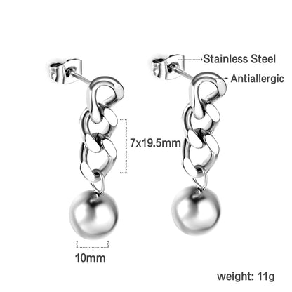 Spring 2024 7*19.5mm with chain with steel beads 10mm earrings asonjewelry