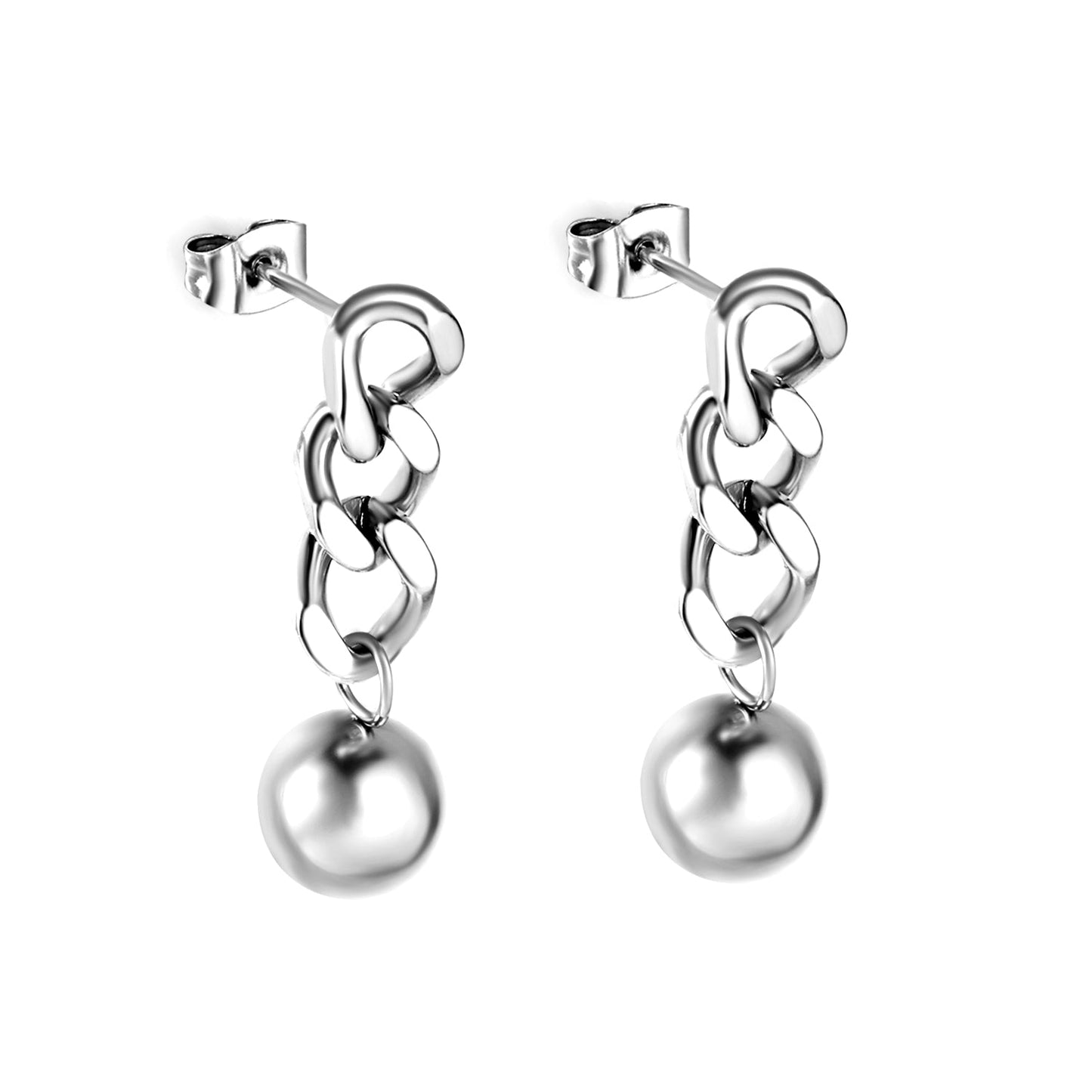 Spring 2024 7*19.5mm with chain with steel beads 10mm earrings asonjewelry