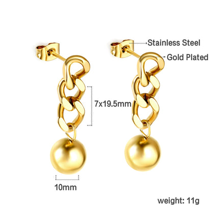 Spring 2024 7*19.5mm with chain with steel beads 10mm earrings asonjewelry