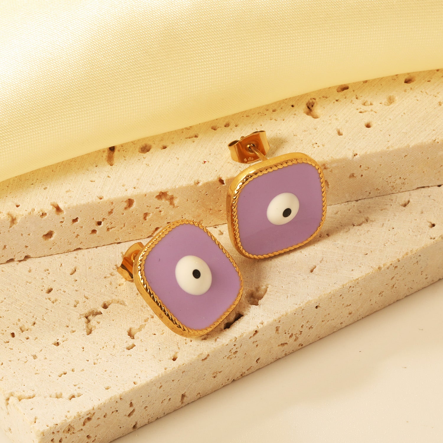 Lace Square with Multi-color Eyelets Multi-color Bottom Oil Drop Earrings 16.5*16.5mm asonjewelry