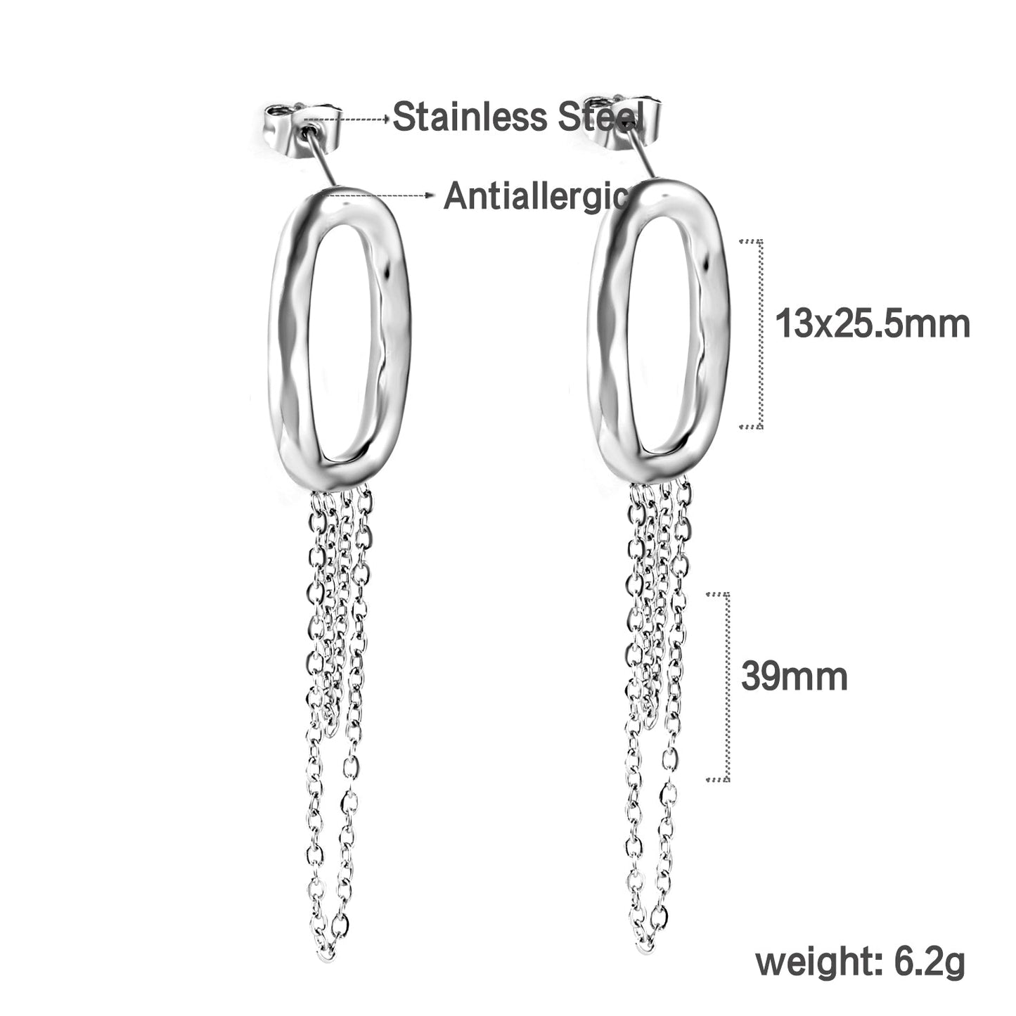 Spring 2024 13*25.5mm Oval Hoops with Matching Chain 39mm Stud Earrings asonjewelry