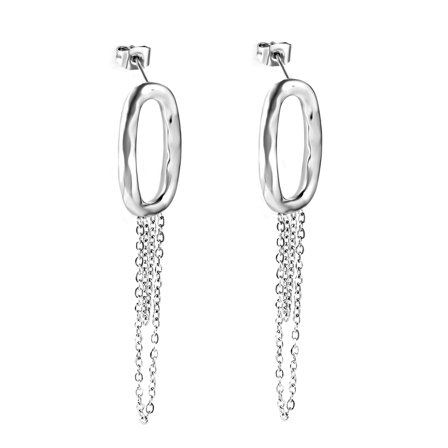Spring 2024 13*25.5mm Oval Hoops with Matching Chain 39mm Stud Earrings asonjewelry