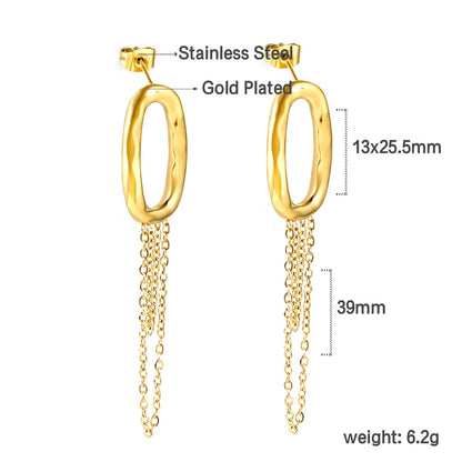 Spring 2024 13*25.5mm Oval Hoops with Matching Chain 39mm Stud Earrings asonjewelry