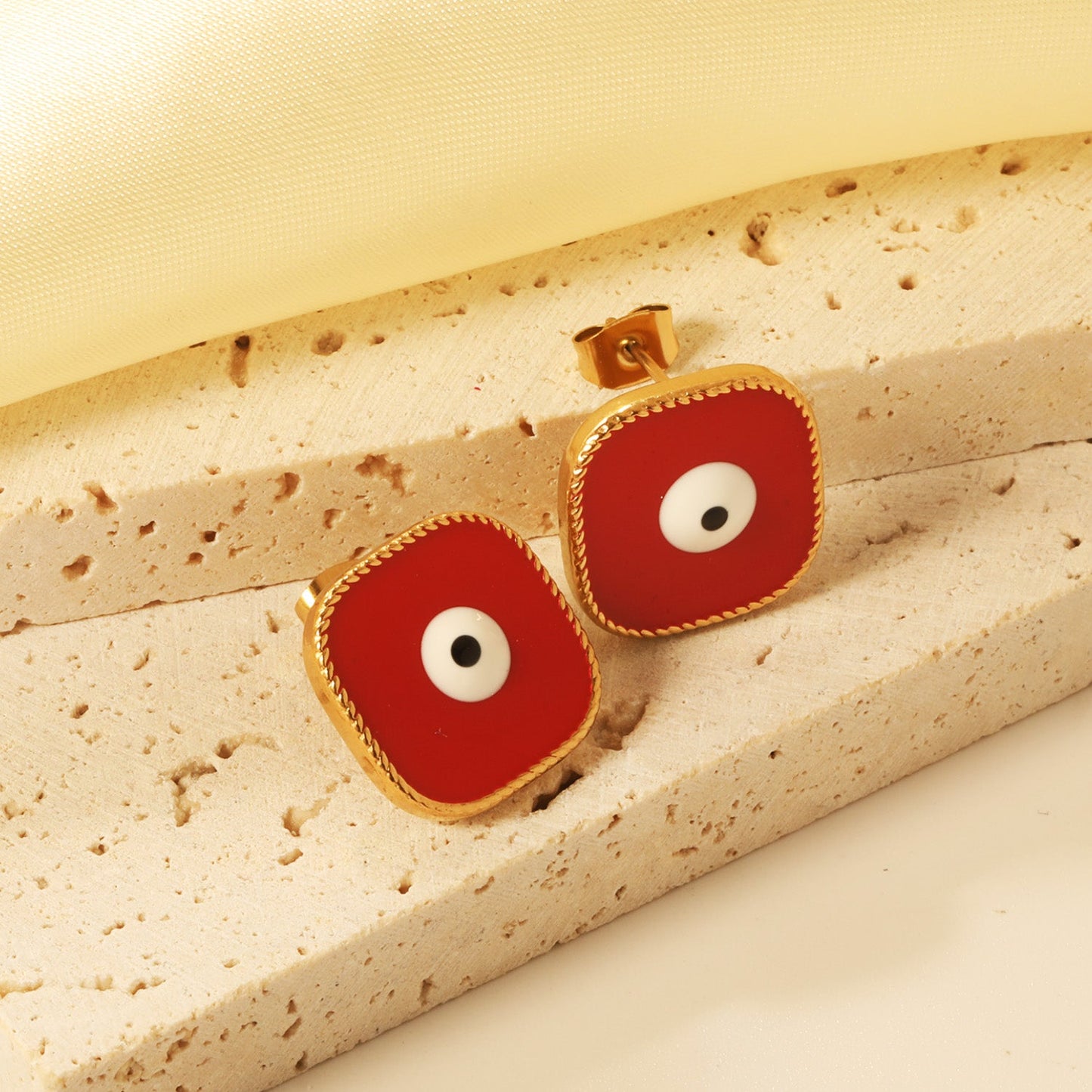 Lace Square with Multi-color Eyelets Multi-color Bottom Oil Drop Earrings 16.5*16.5mm asonjewelry