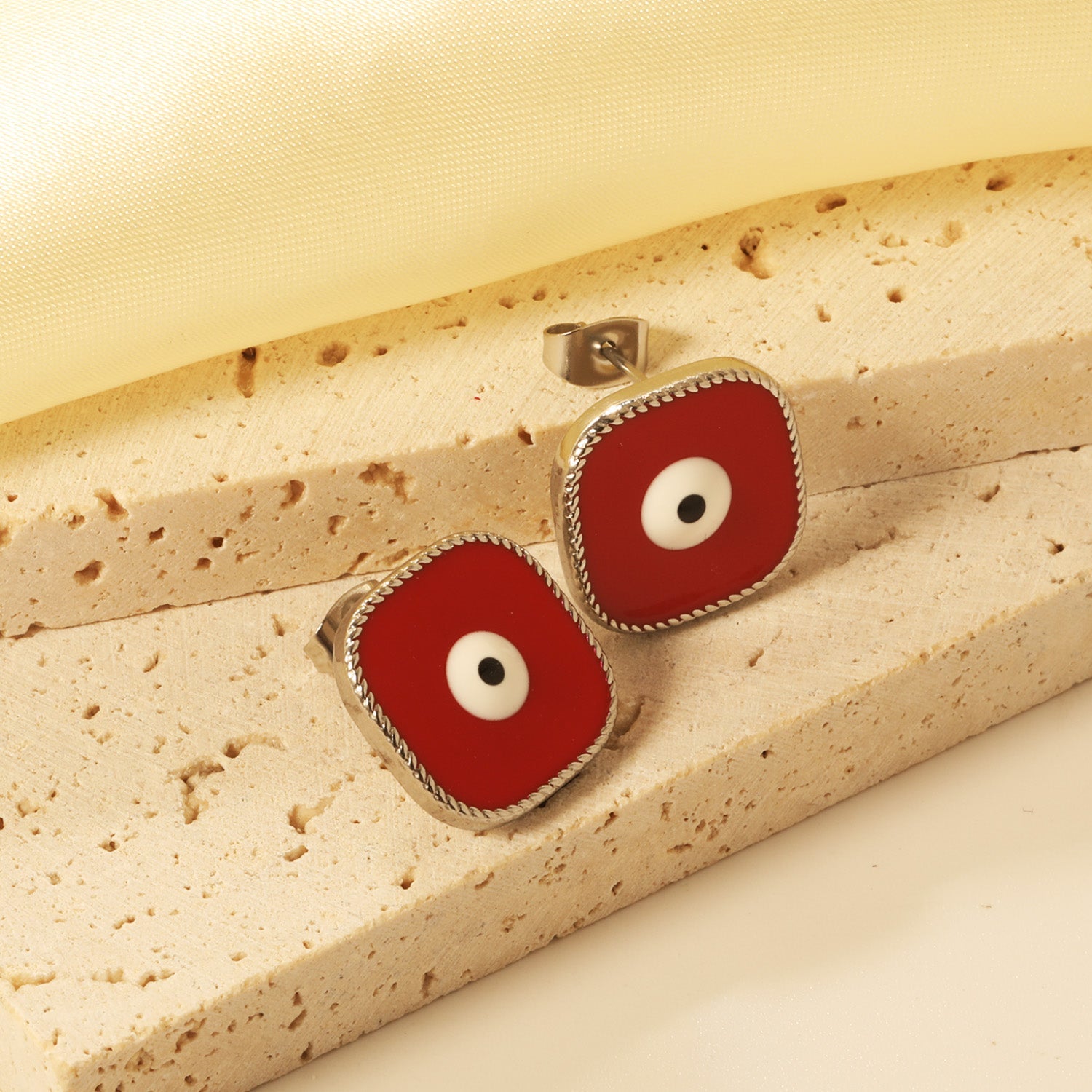 Lace Square with Multi-color Eyelets Multi-color Bottom Oil Drop Earrings 16.5*16.5mm asonjewelry