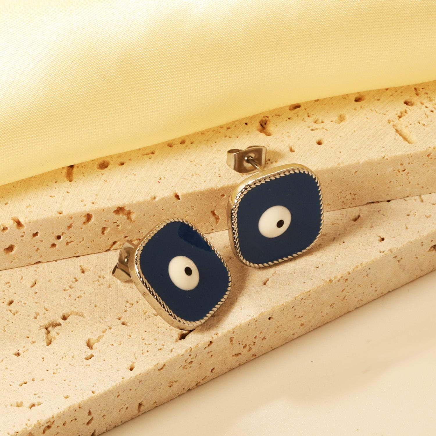 Lace Square with Multi-color Eyelets Multi-color Bottom Oil Drop Earrings 16.5*16.5mm asonjewelry