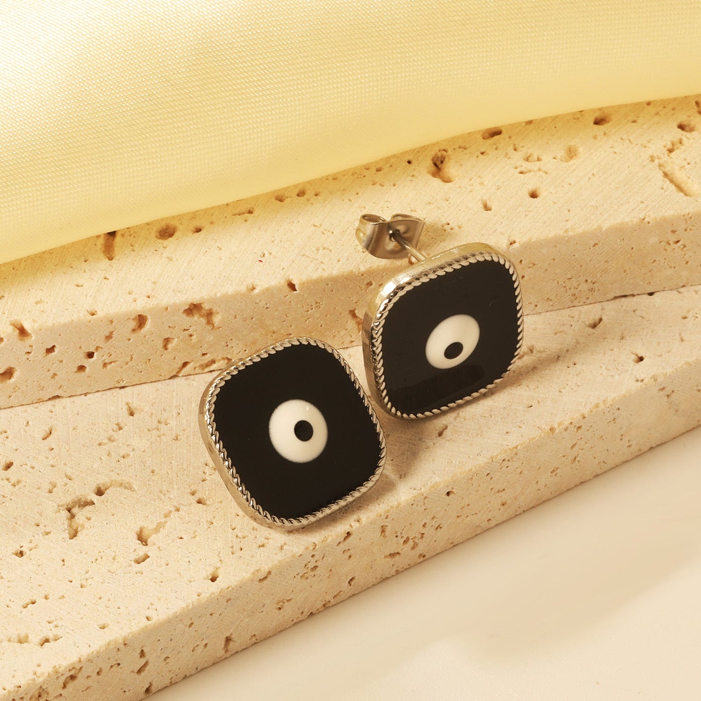 Lace Square with Multi-color Eyelets Multi-color Bottom Oil Drop Earrings 16.5*16.5mm asonjewelry