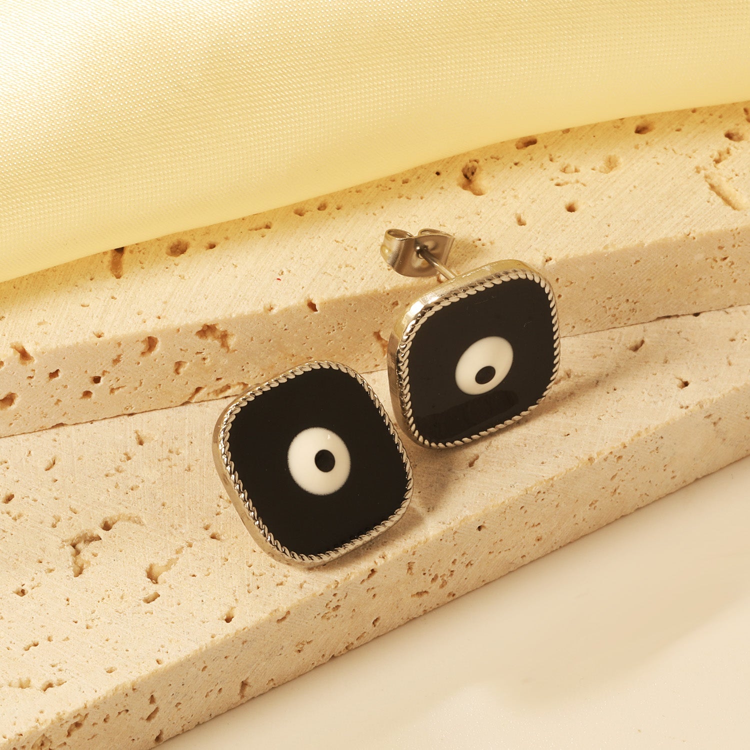 Lace Square with Multi-color Eyelets Multi-color Bottom Oil Drop Earrings 16.5*16.5mm asonjewelry