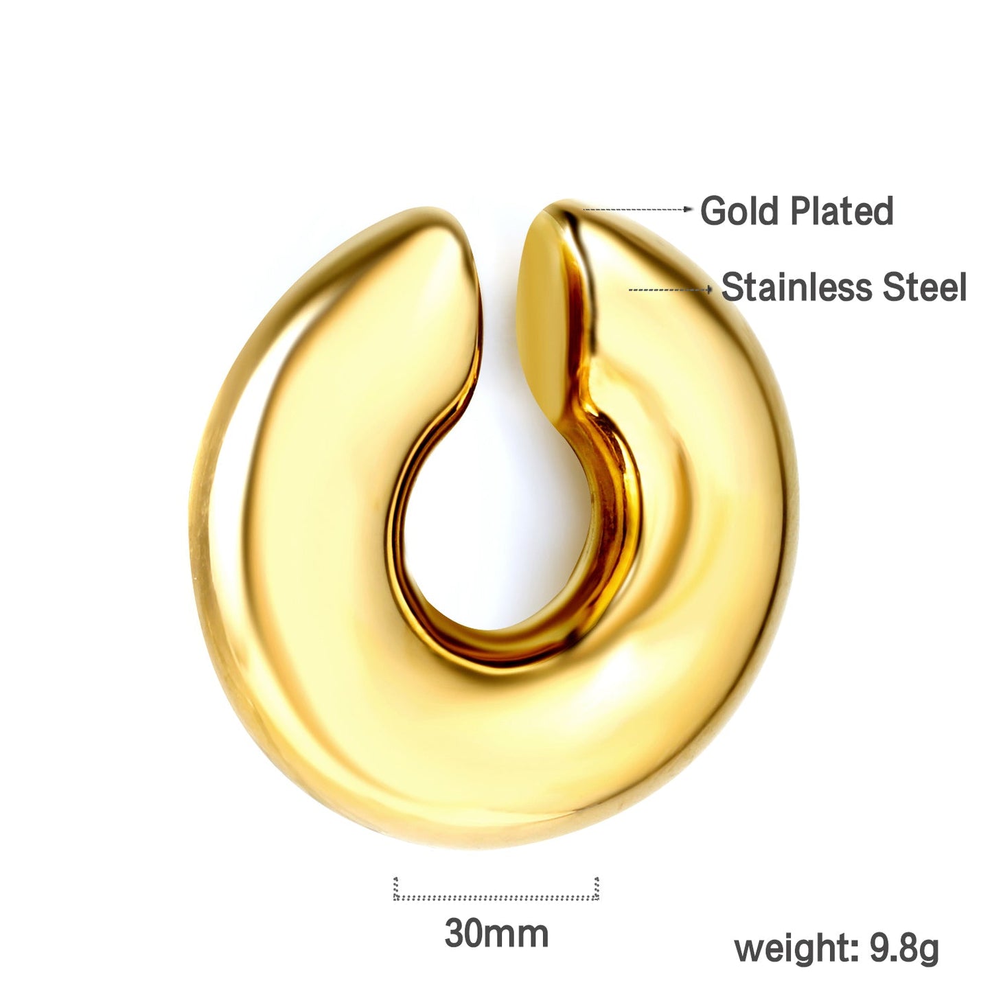 C-shaped ear clip 30mm asonjewelry