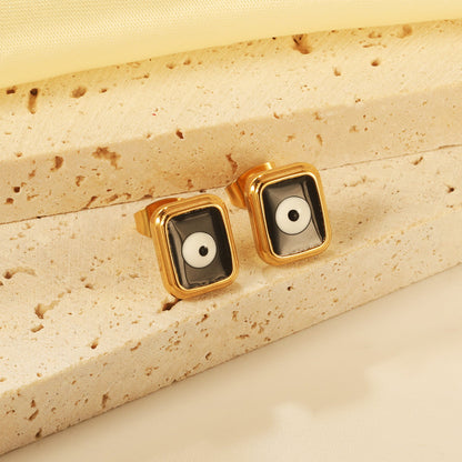 Rectangle with multi-color eyeballs multi-color bottom drop earrings 9*11mm asonjewelry