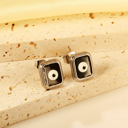 Rectangle with multi-color eyeballs multi-color bottom drop earrings 9*11mm asonjewelry