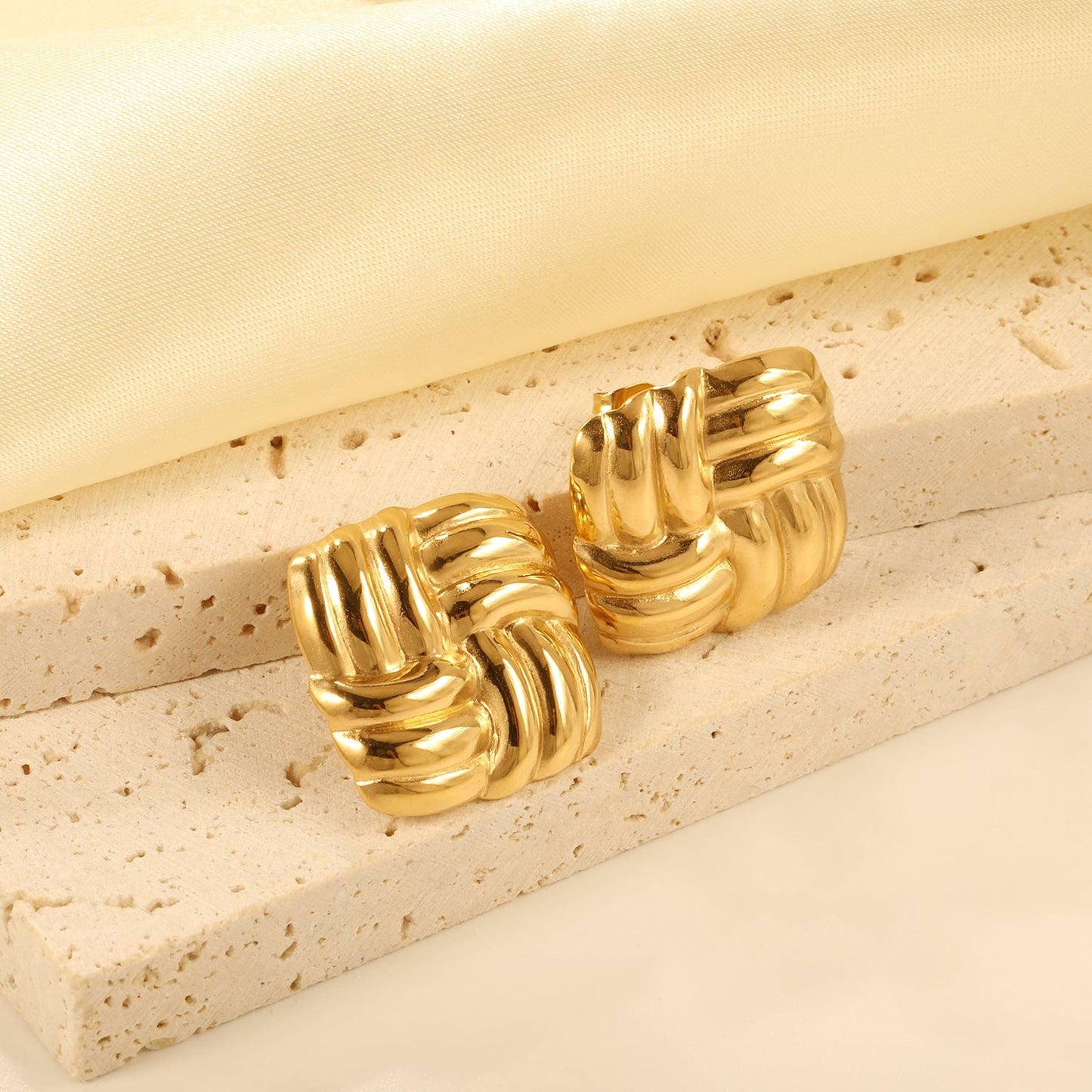 Square Knitted Earrings 21*21mm Gold Color asonjewelry