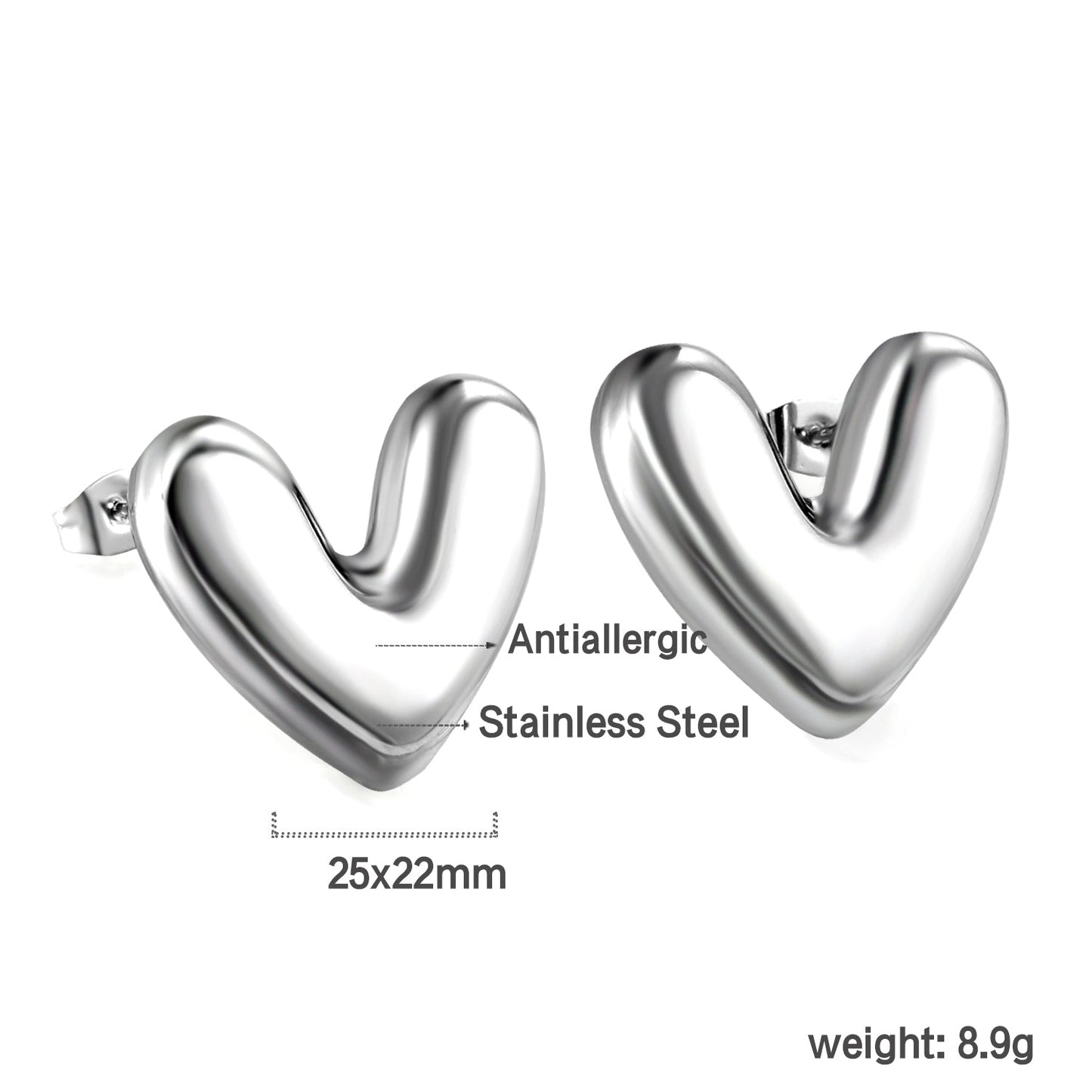 Heart Shape Earrings 25*22mm asonjewelry