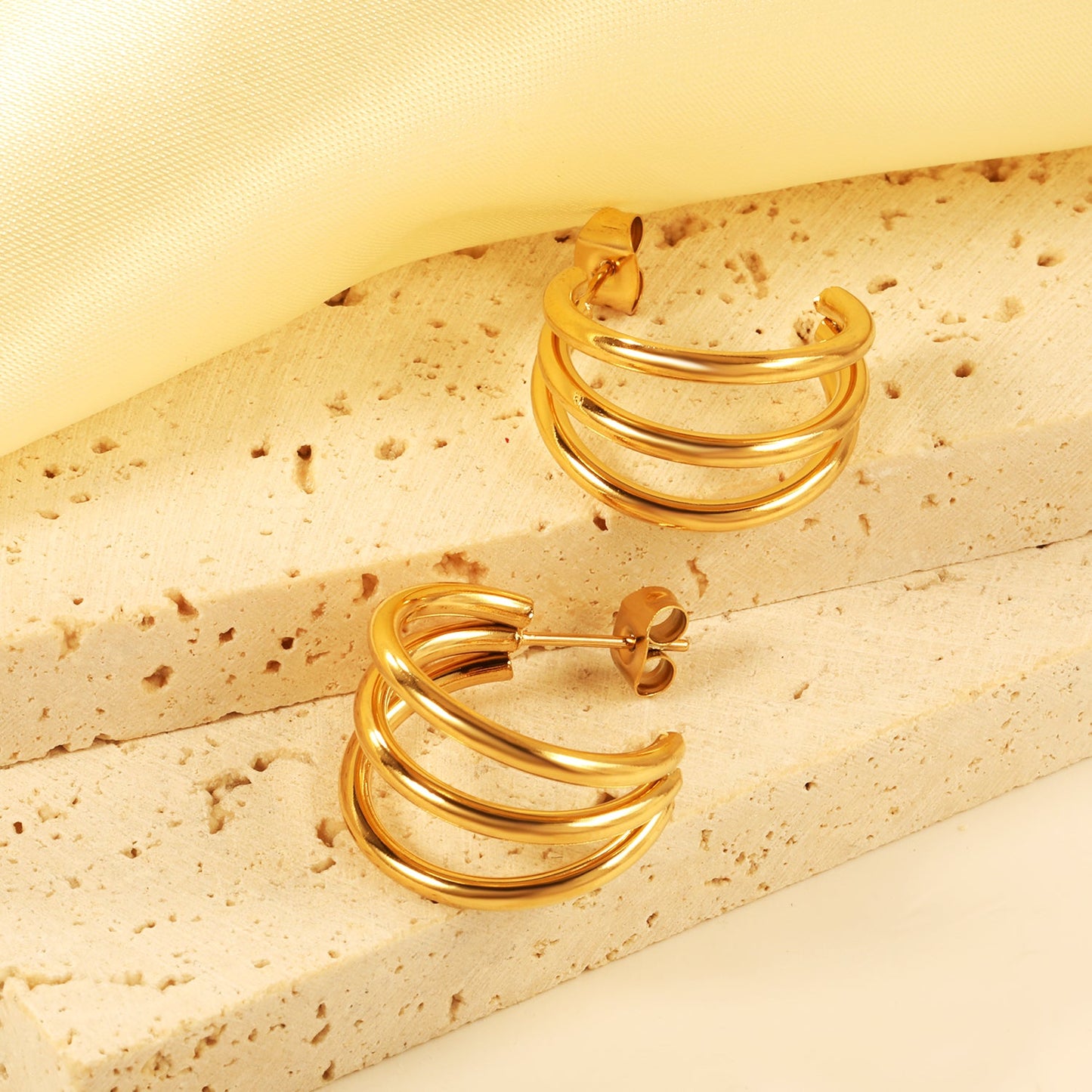 3-Layer C-ring Earrings 2.0*20mm asonjewelry