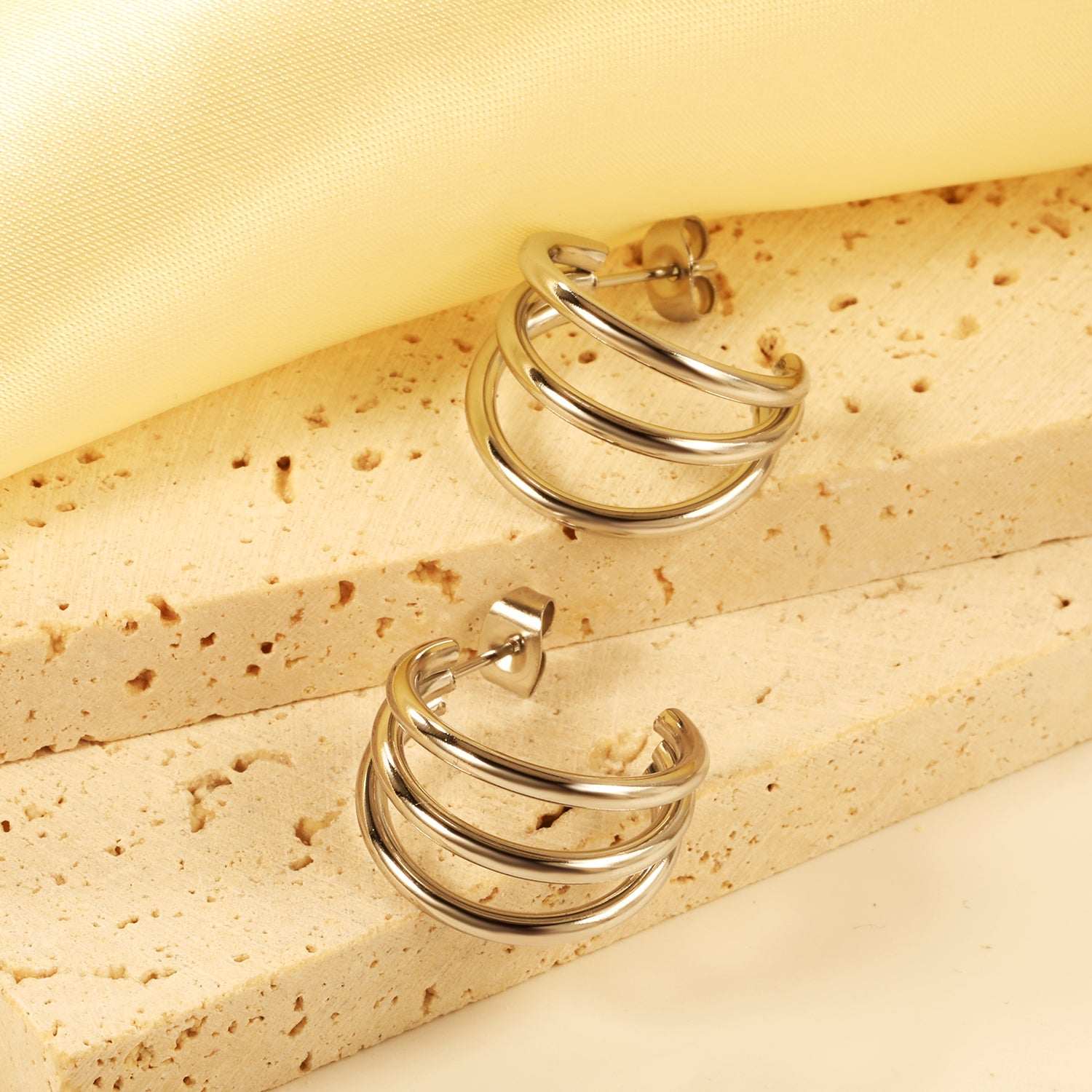 3-Layer C-ring Earrings 2.0*20mm asonjewelry