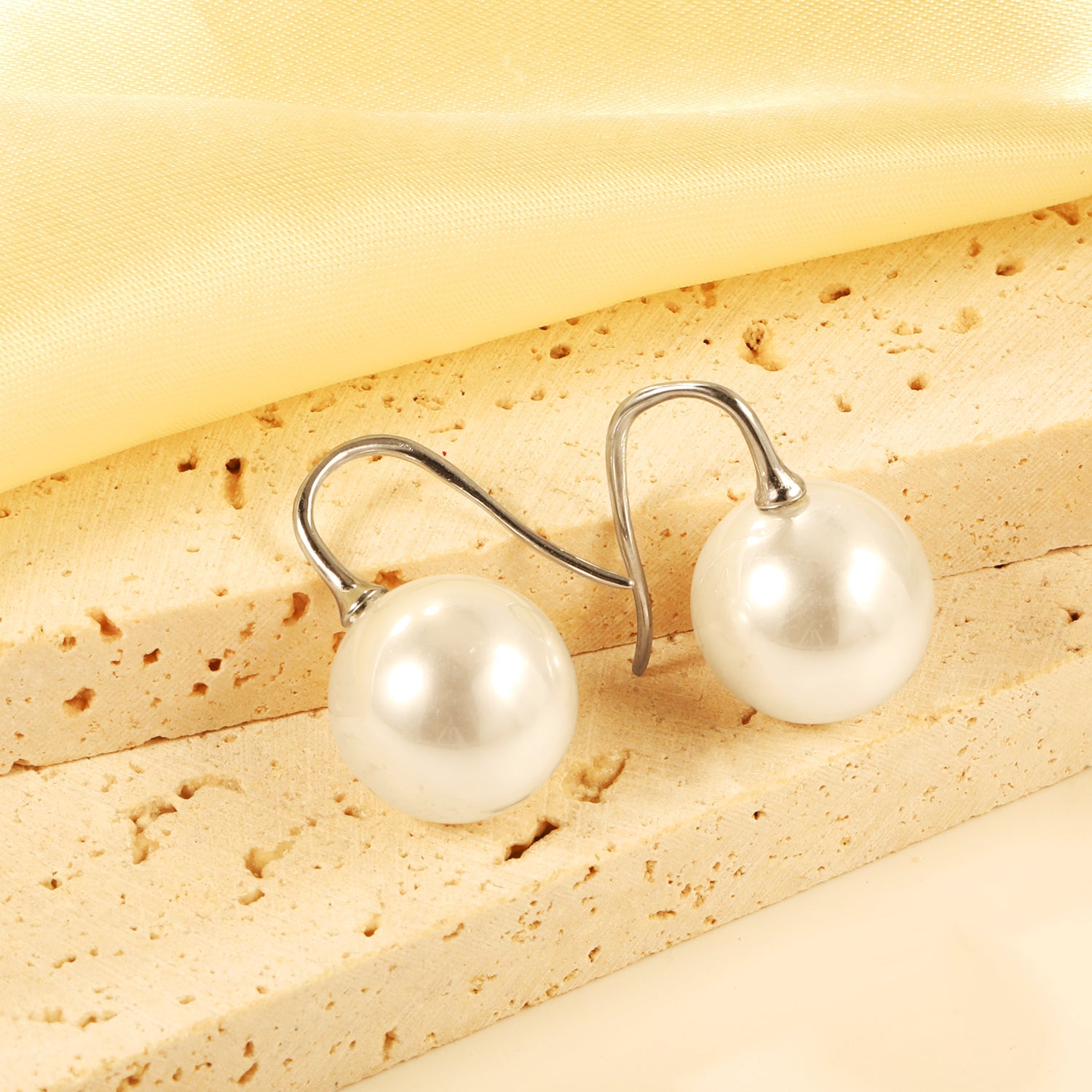 White Pearl Earrings 14mm asonjewelry