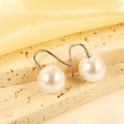 White Pearl Earrings 14mm asonjewelry