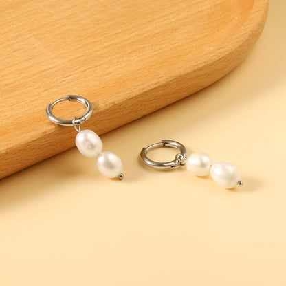 Spring 2024 2x14mm circle with two white pearls 7*8.5mm earrings asonjewelry
