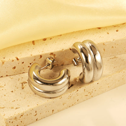 Double C-shaped Earrings 9*15.4mm asonjewelry