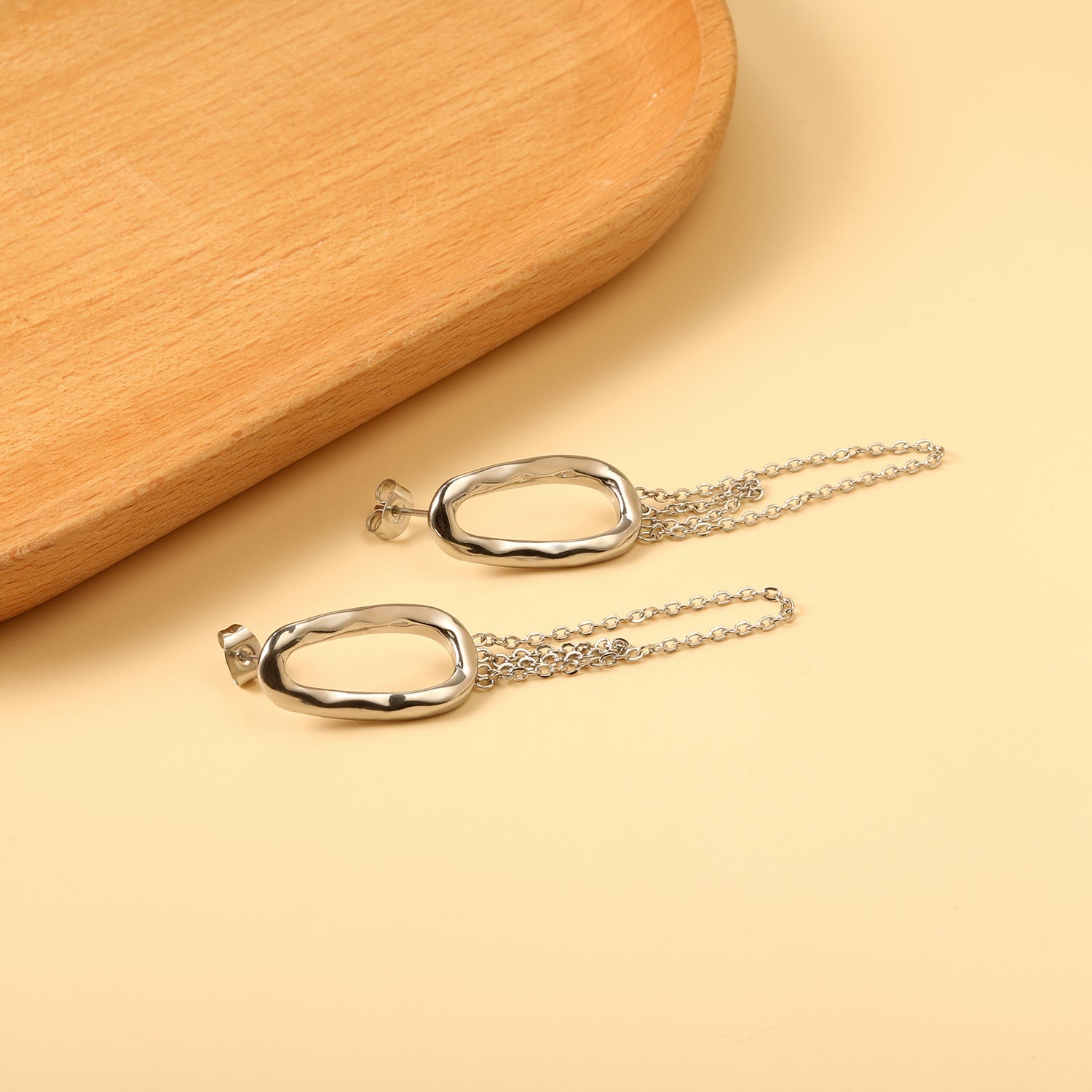 Spring 2024 13*25.5mm Oval Hoops with Matching Chain 39mm Stud Earrings asonjewelry