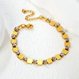 (Same as LPB22401G) Square Diamond-Set Claw Chain Bracelet, Gold - Asonjewelry