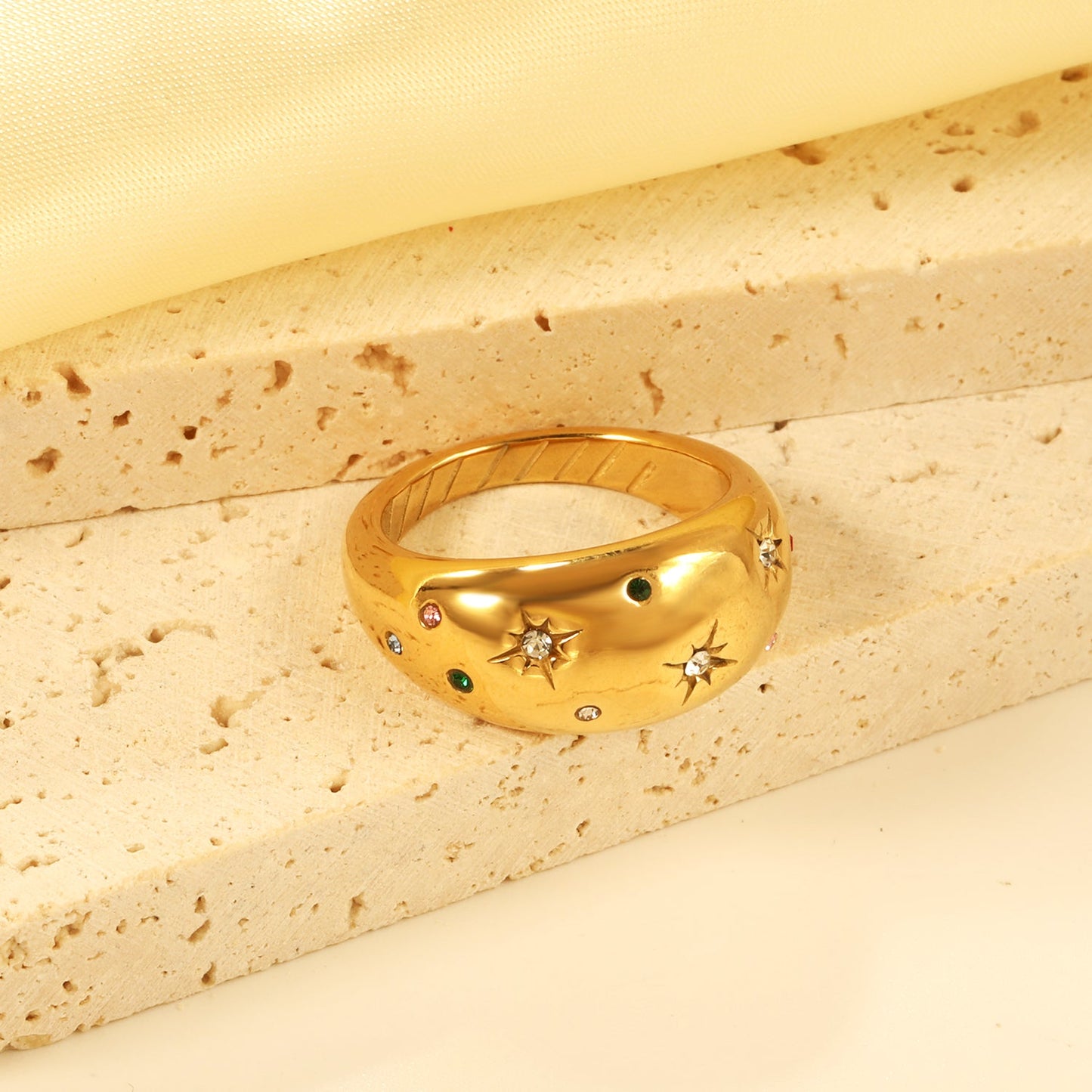 Exaggerated Mixed Color Diamond Design Ring asonjewelry