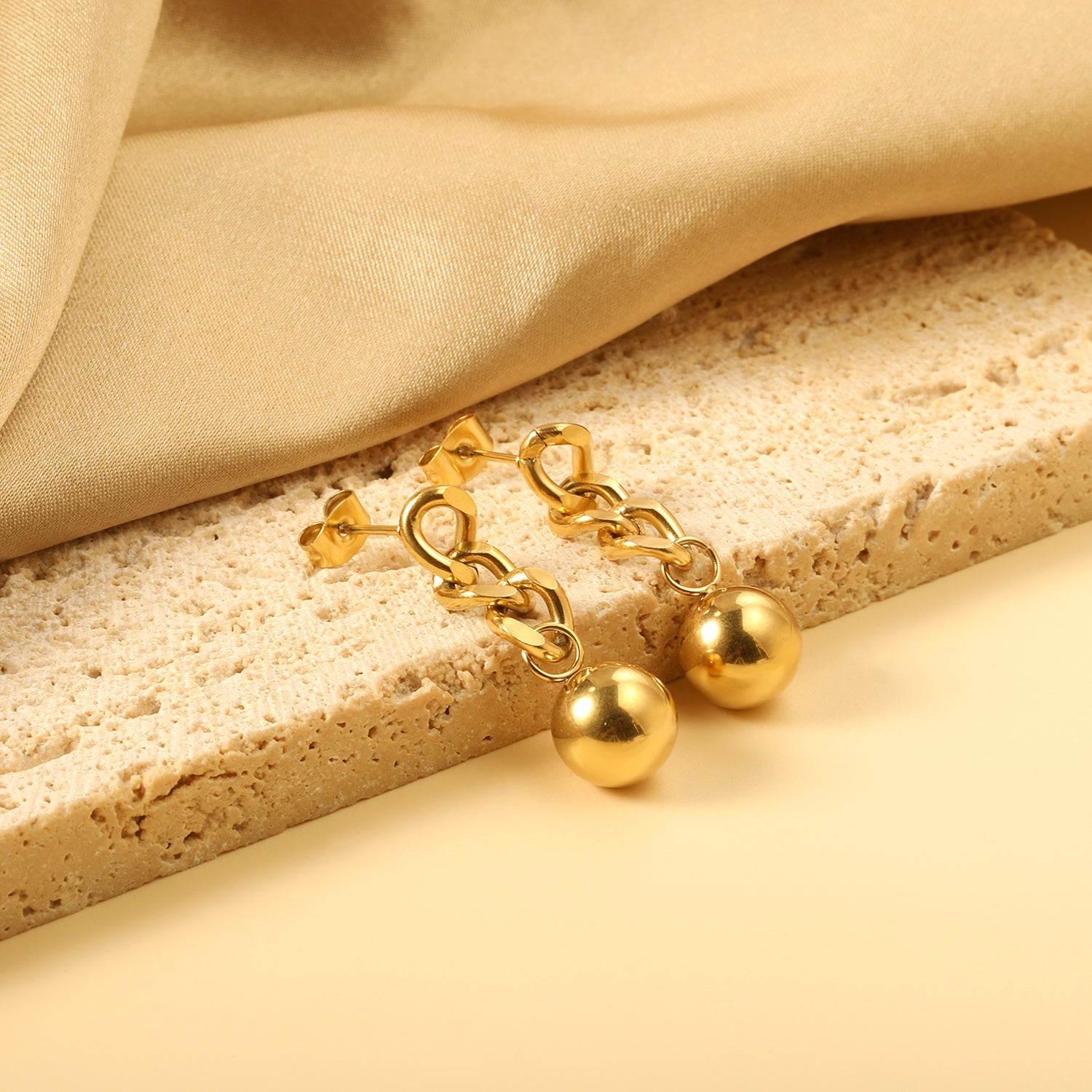 Spring 2024 7*19.5mm with chain with steel beads 10mm earrings asonjewelry