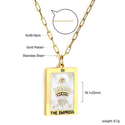 Spring 2024 Rectangle Crown White Pattern Pendant 16*22mm Necklace 45+5cm asonjewelry