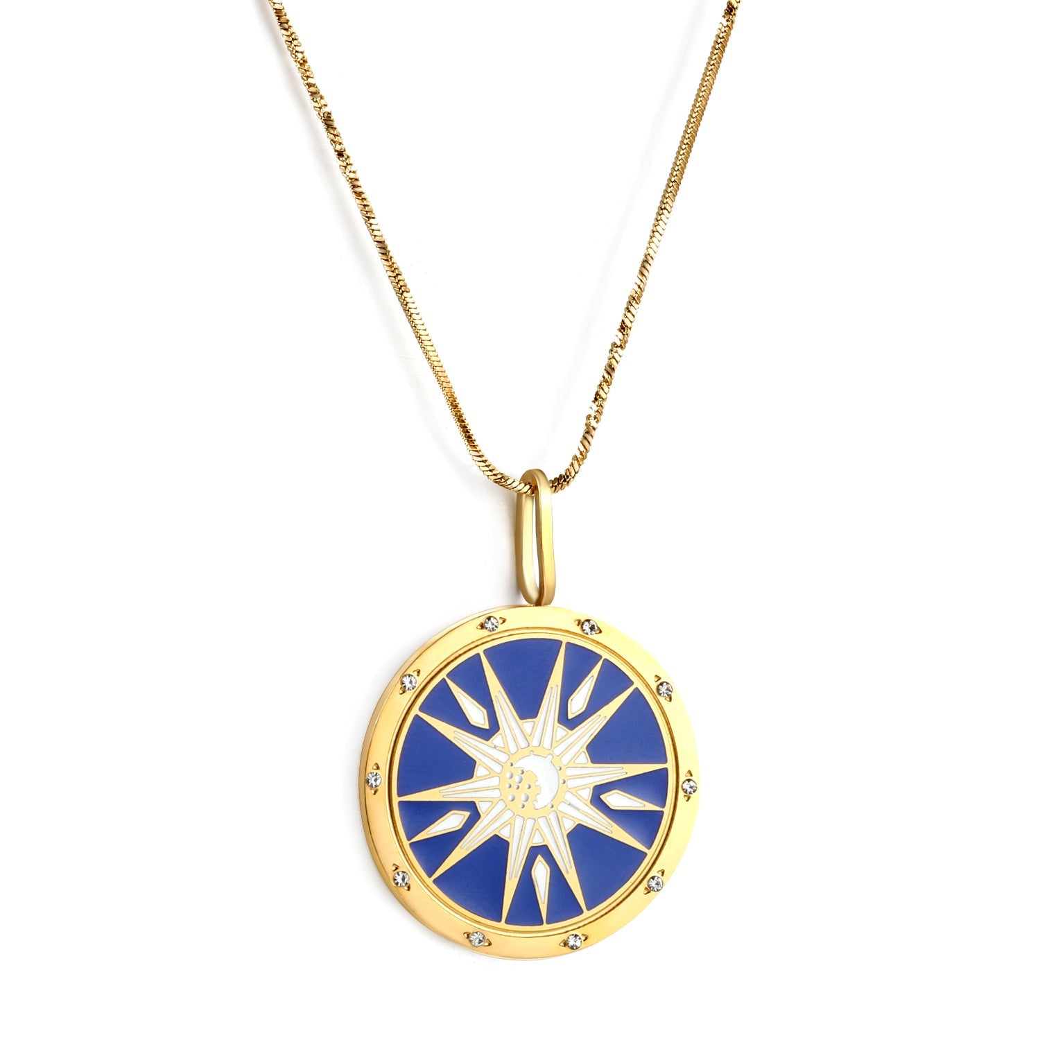 Spring 2024 Round Radiance Mixed Color Pattern Pendant 25mm Necklace 45cm asonjewelry