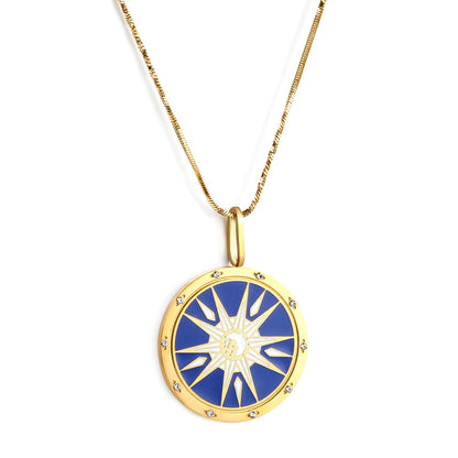 Spring 2024 Round Radiance Mixed Color Pattern Pendant 25mm Necklace 45cm asonjewelry