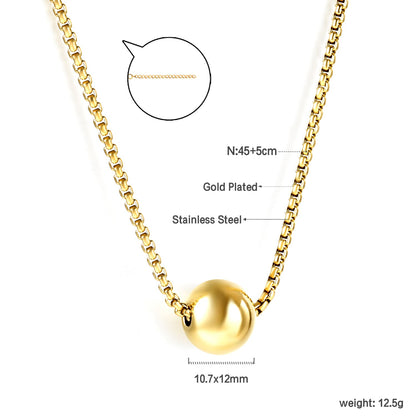 Steel Bead Pendant 12mm Necklace 45+5cm asonjewelry