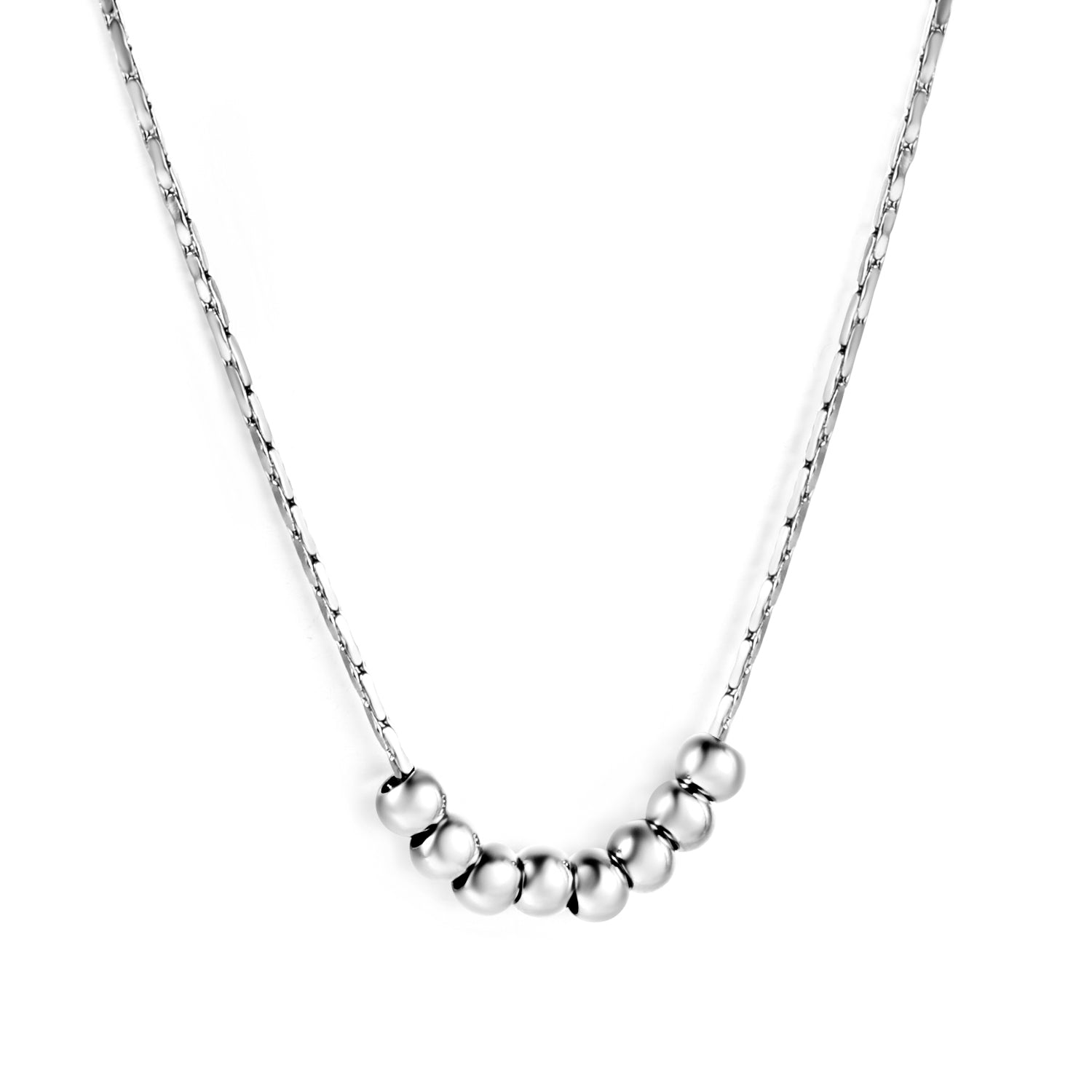 8 steel beads pendant 2.88*4mm necklace 45+5cm asonjewelry