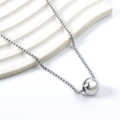 Steel Bead Pendant 12mm Necklace 45+5cm asonjewelry