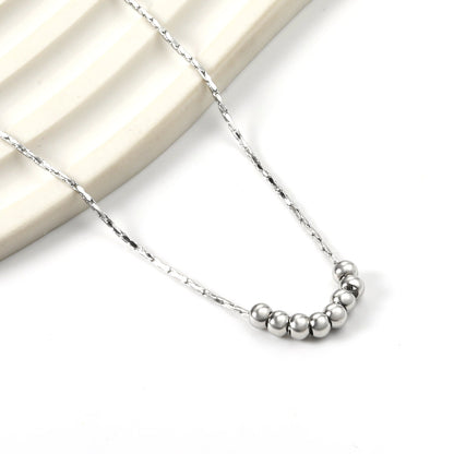 8 steel beads pendant 2.88*4mm necklace 45+5cm asonjewelry